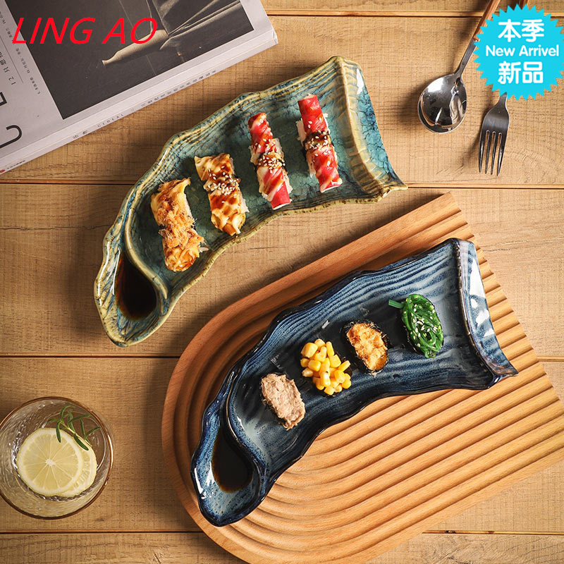 Food In Japanese Snacks - LingAo-Japanese Creative Ceramic Dish, Long Plate