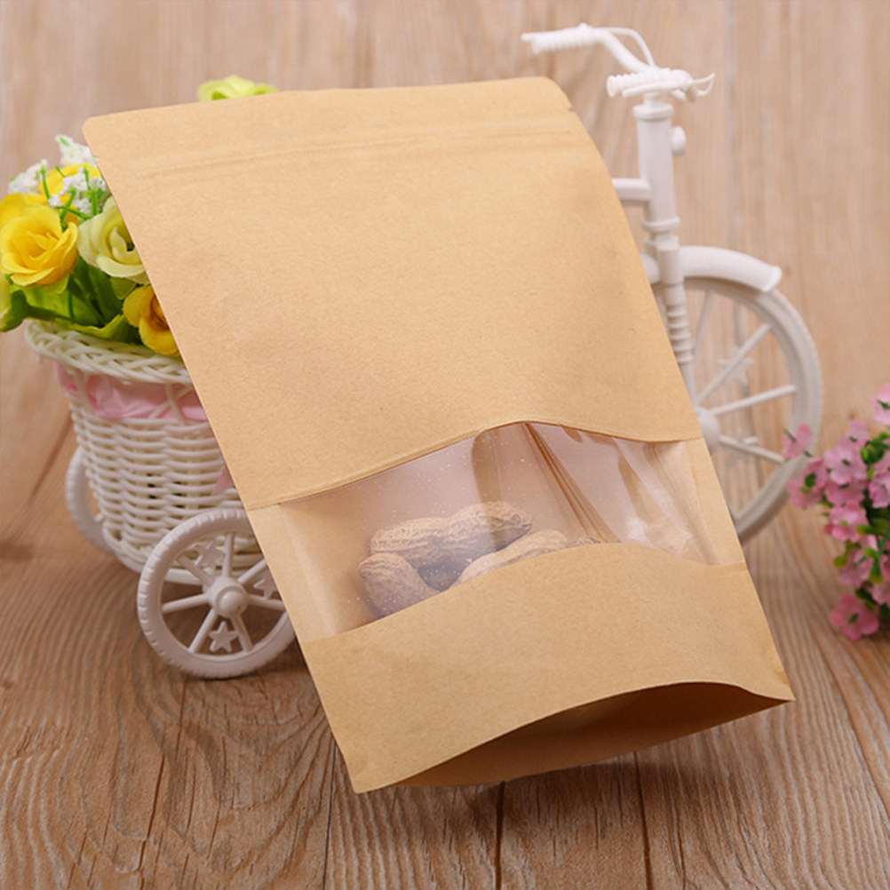 Food And Snacks - 50Pcs Kraft Paper Zipper Sealed Stand-Up