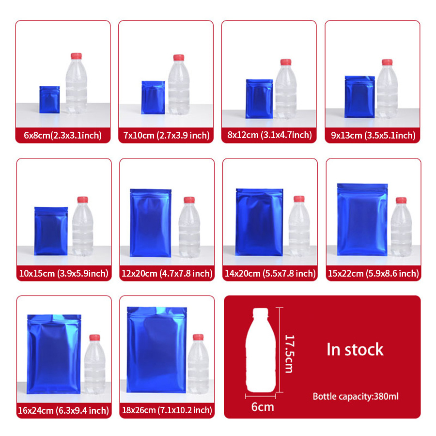 100pcs Matte Blue Foil Zipper  - Food And Snacks 评论和价格