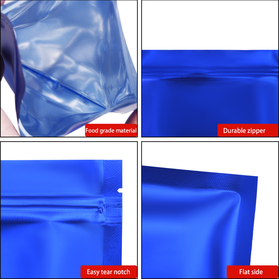 100pcs Matte Blue Foil Zipper  - Food And Snacks 评论和价格